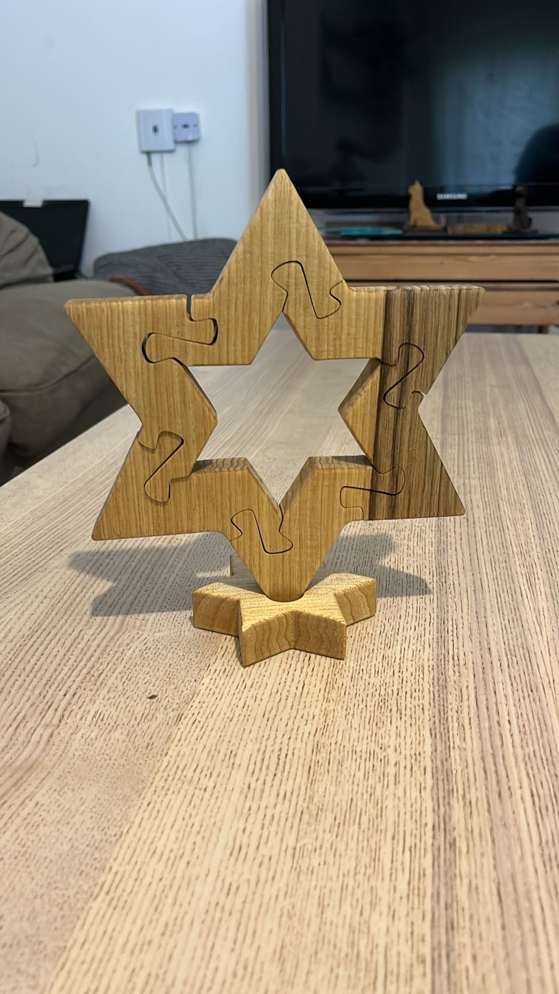 פאזל מגן דוד מעץ מהגוני