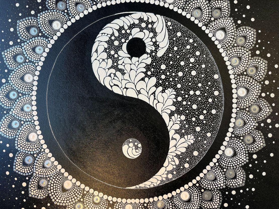 מנדלת Yin Yang ☯ אקריל על קנבס