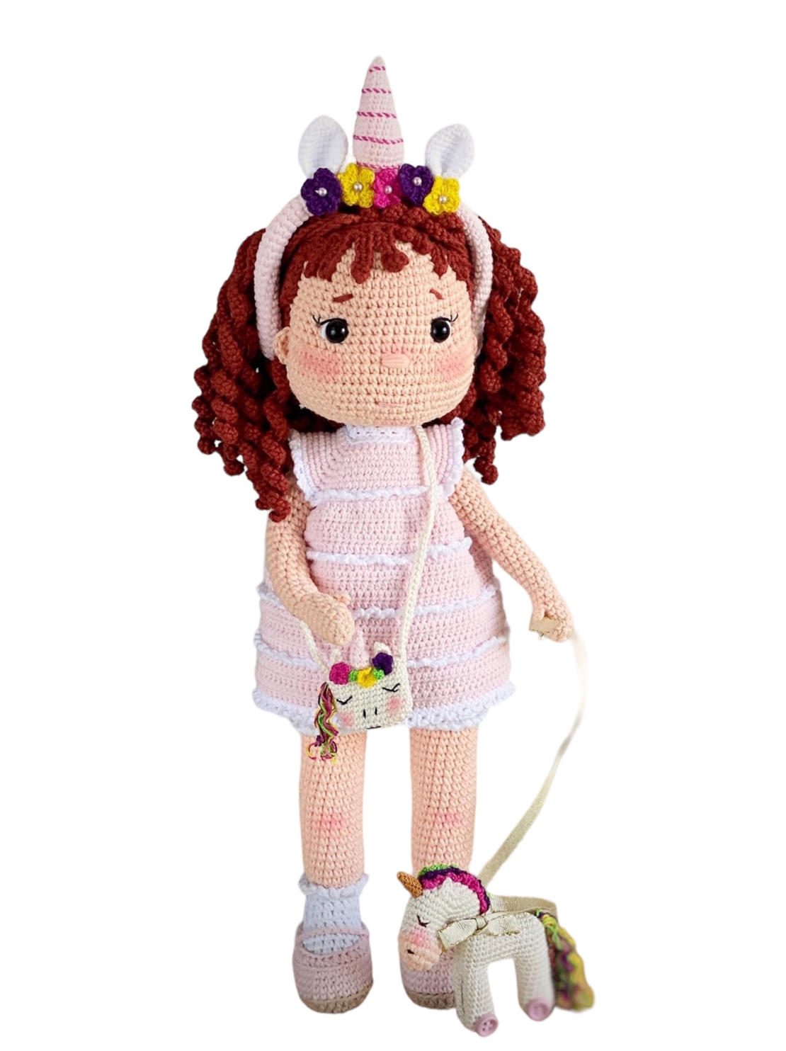 בובה סרוגה עם כתר יוניקורן