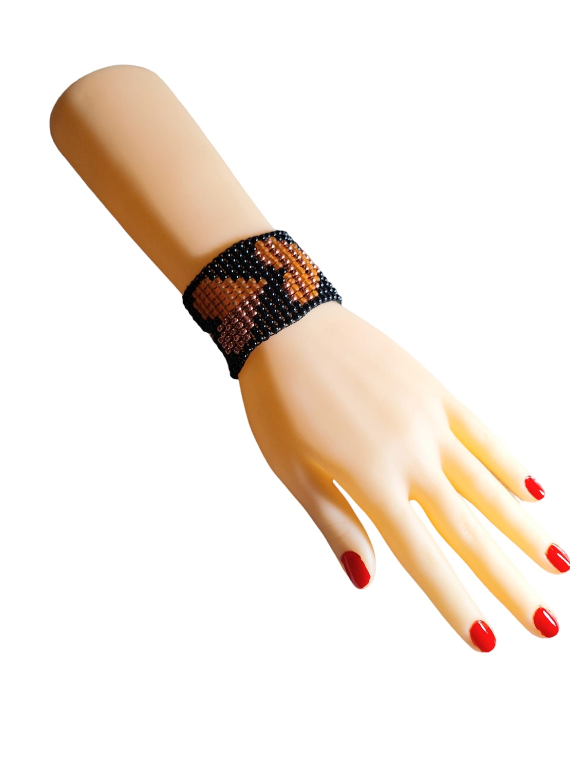 צמיד חרוזי ונציה בשיטת אריגה בנול- לב זהב