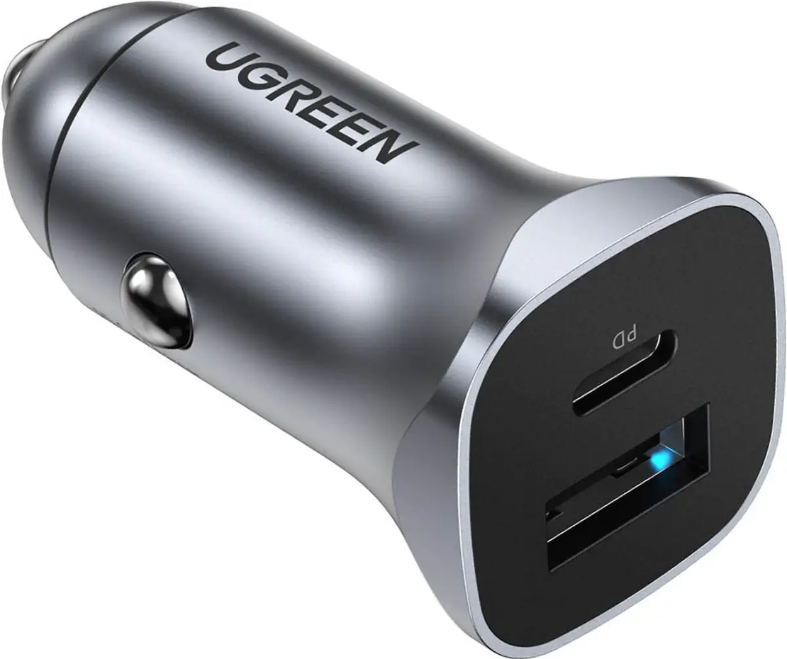 מטען רכב מהיר 30W עם USB-C PD ו-USB-A מבית UGREEN