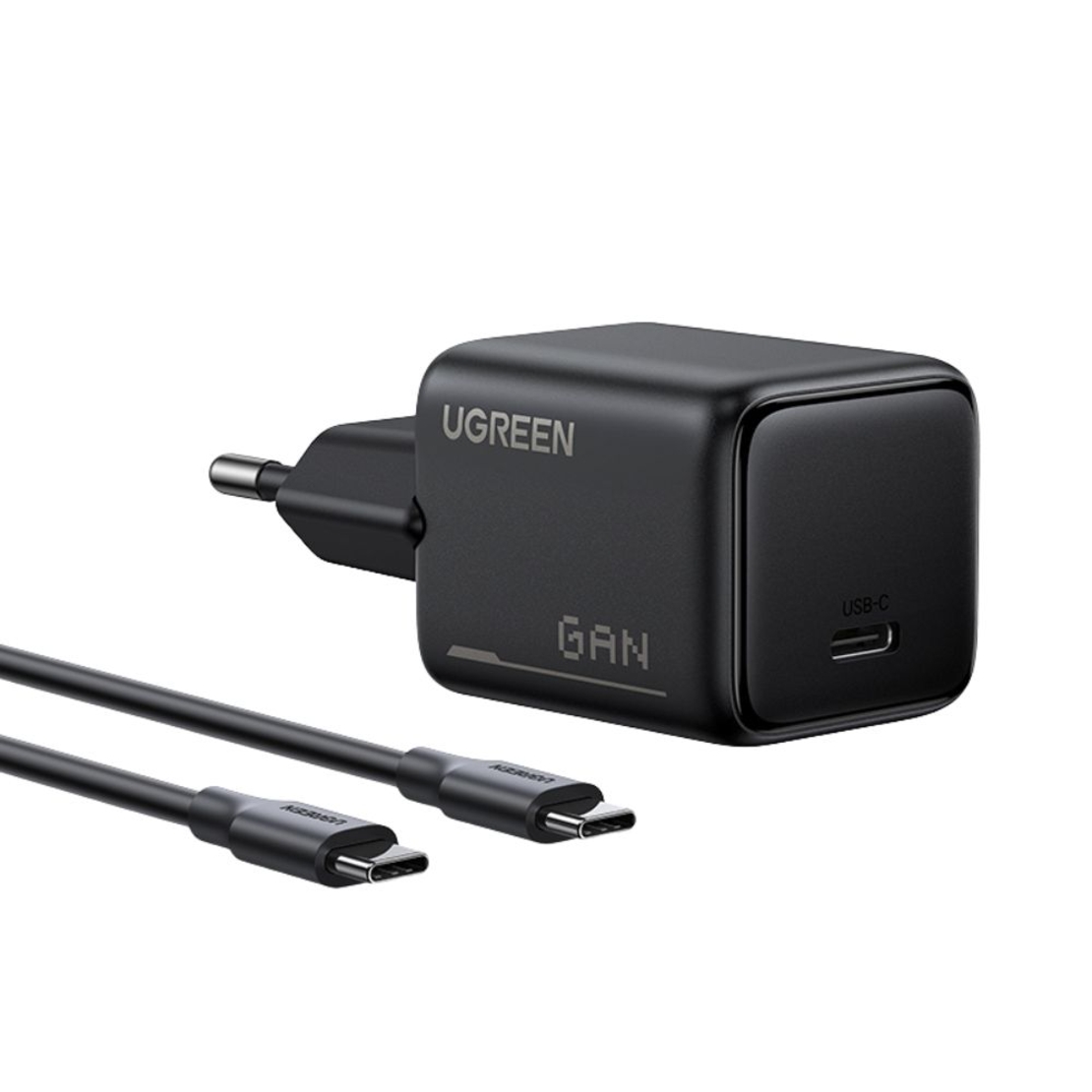 מטען קיר מהיר UGREEN 25W GaN USB-C עם כבל באורך 1 מטר