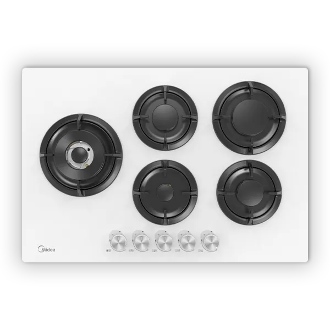 כיריים גז 5 להבות דגם MIDEA 75GP503-W מידאה -זכוכית לבנה