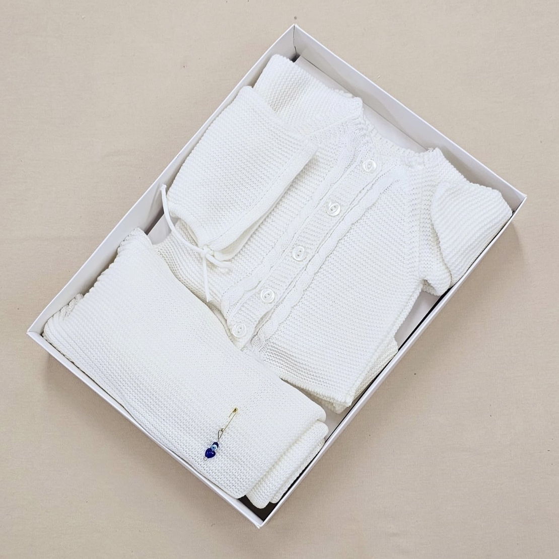 מארז סט סרוג  NB - שמנת