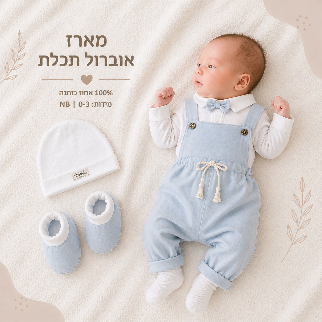 מארז אוברול לתינוק - תכלת