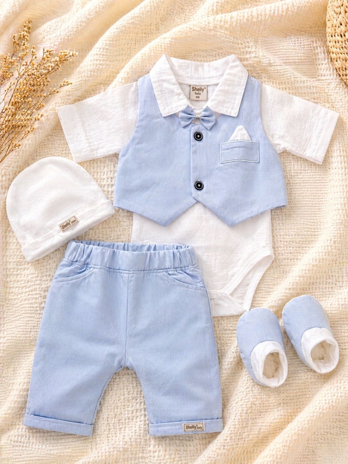 מארז חליפת ברית כיס  - ווסט תכלת