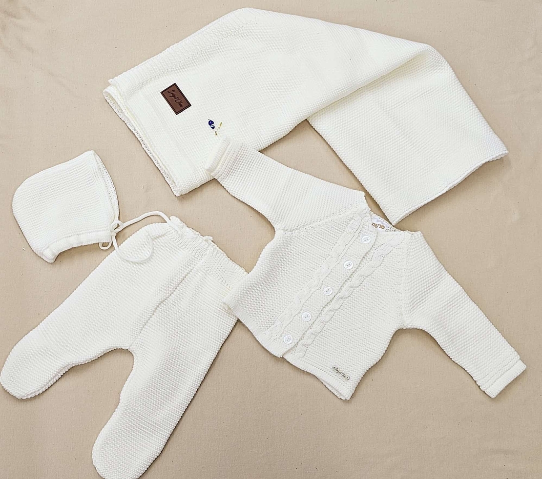 מארז סט סרוג  NB - שמנת בננה