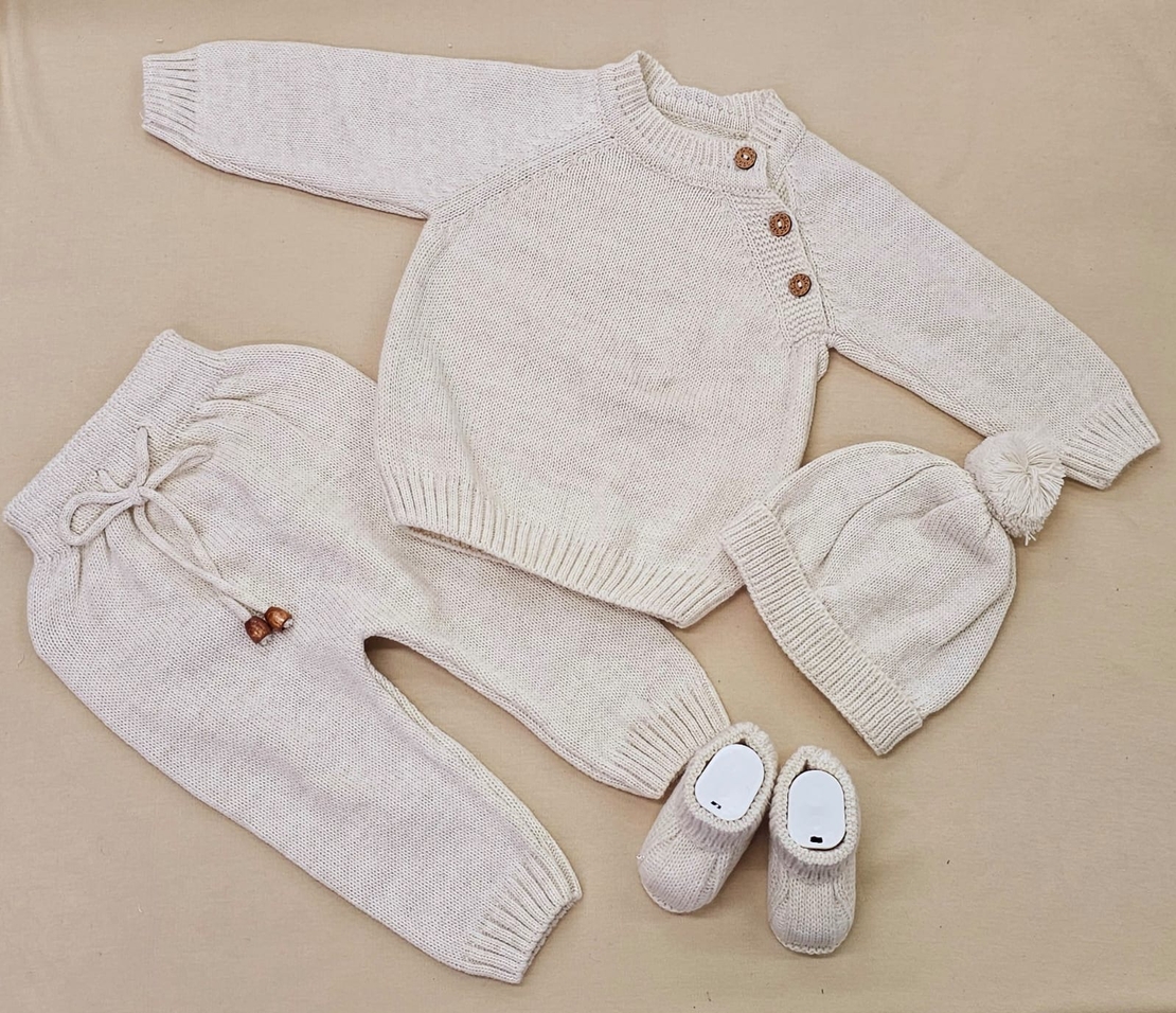 מארז סט סרוג כפתורים 3-6 חודשים