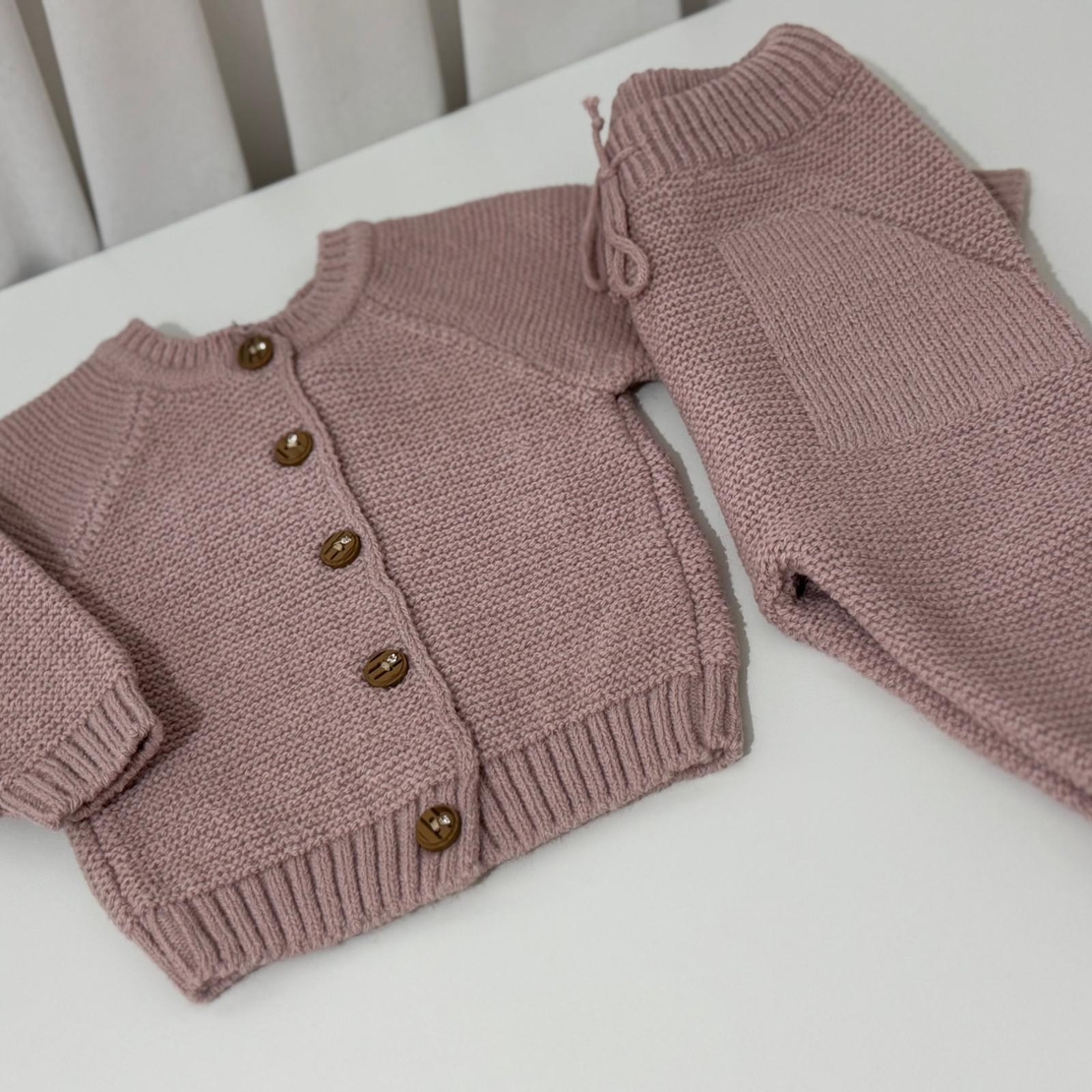 חליפה סרוגה חורפית - ורוד