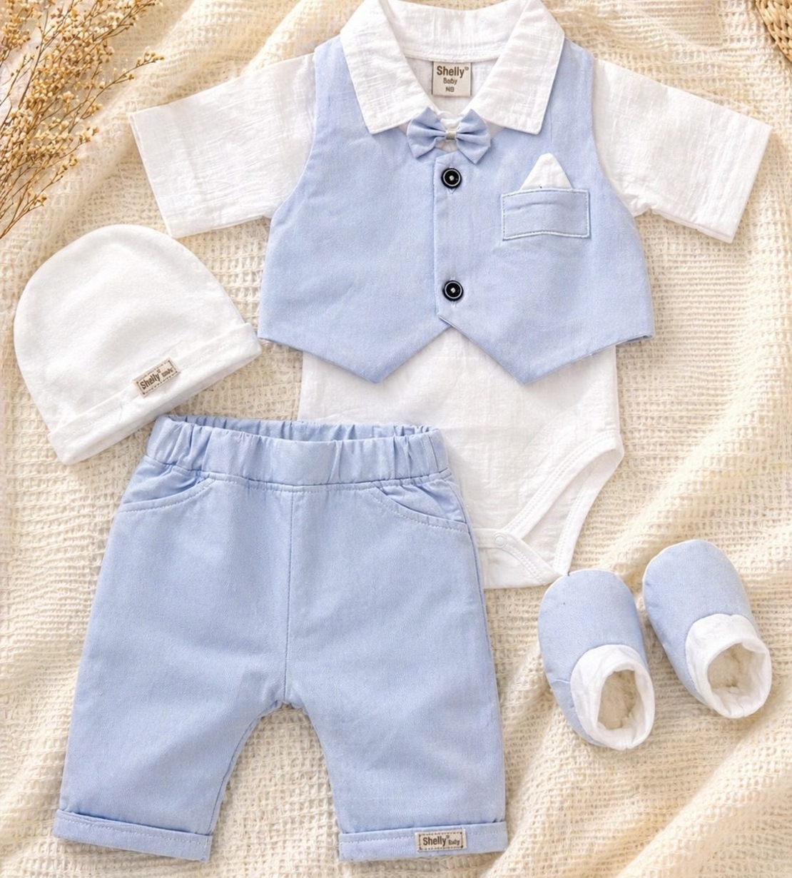 מארז חליפת ברית כיס  - ווסט תכלת