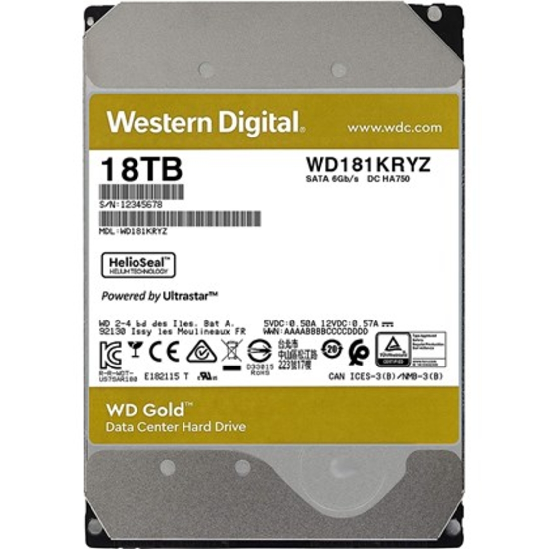 18TB 256MB 7200RPM 6GB/s WD181KRYZ GOLD WD