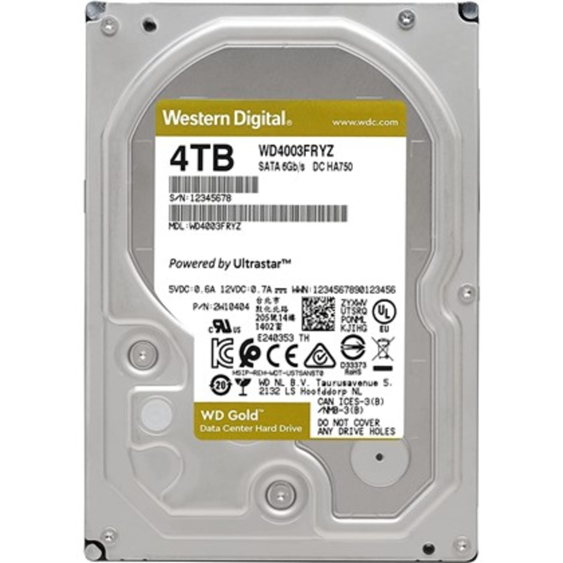 4TB 128MB 7200RPM 6GB/s WD4003FRYZ GOLD WD