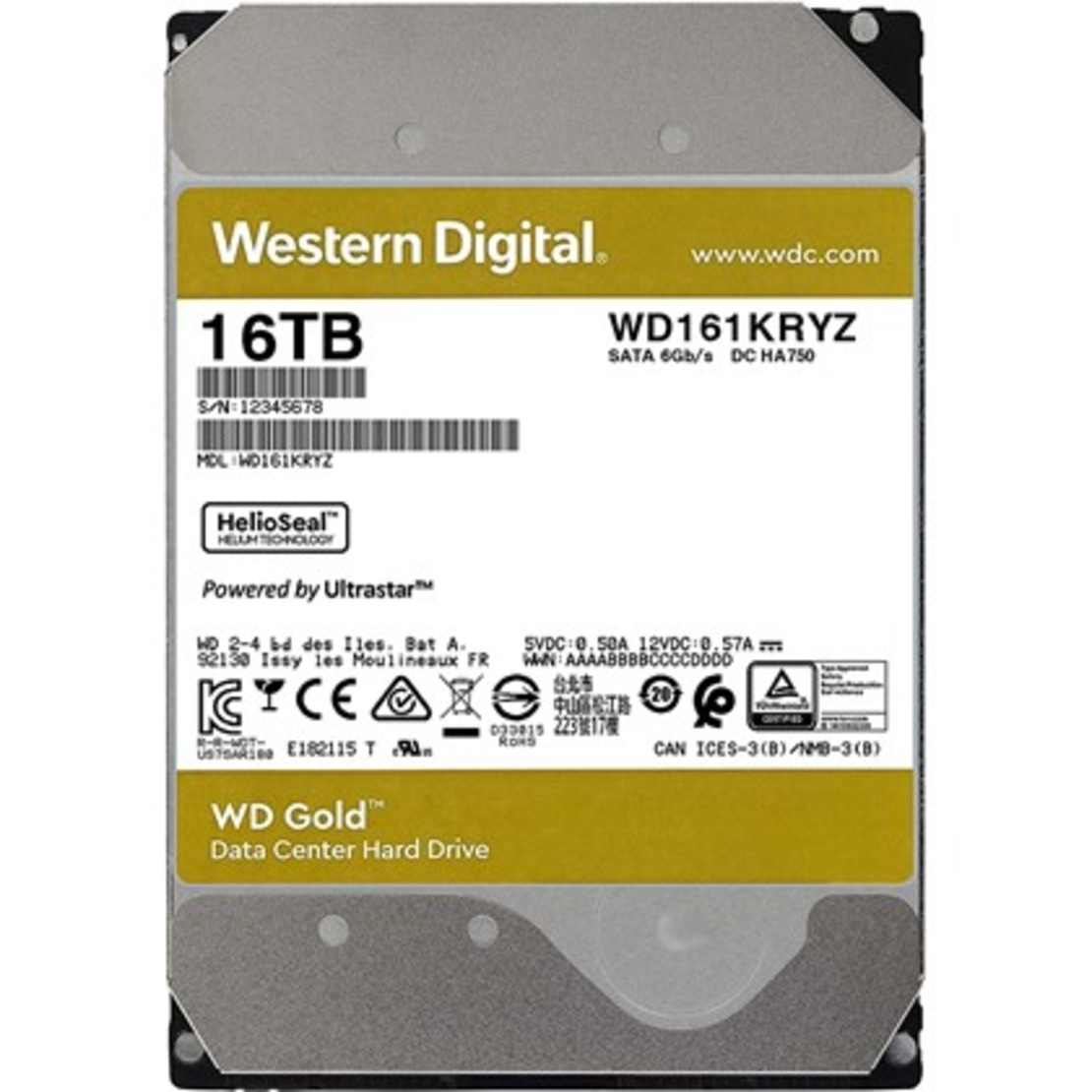 16TB 512MB 7200RPM 6GB/s WD161KRYZ GOLD WD