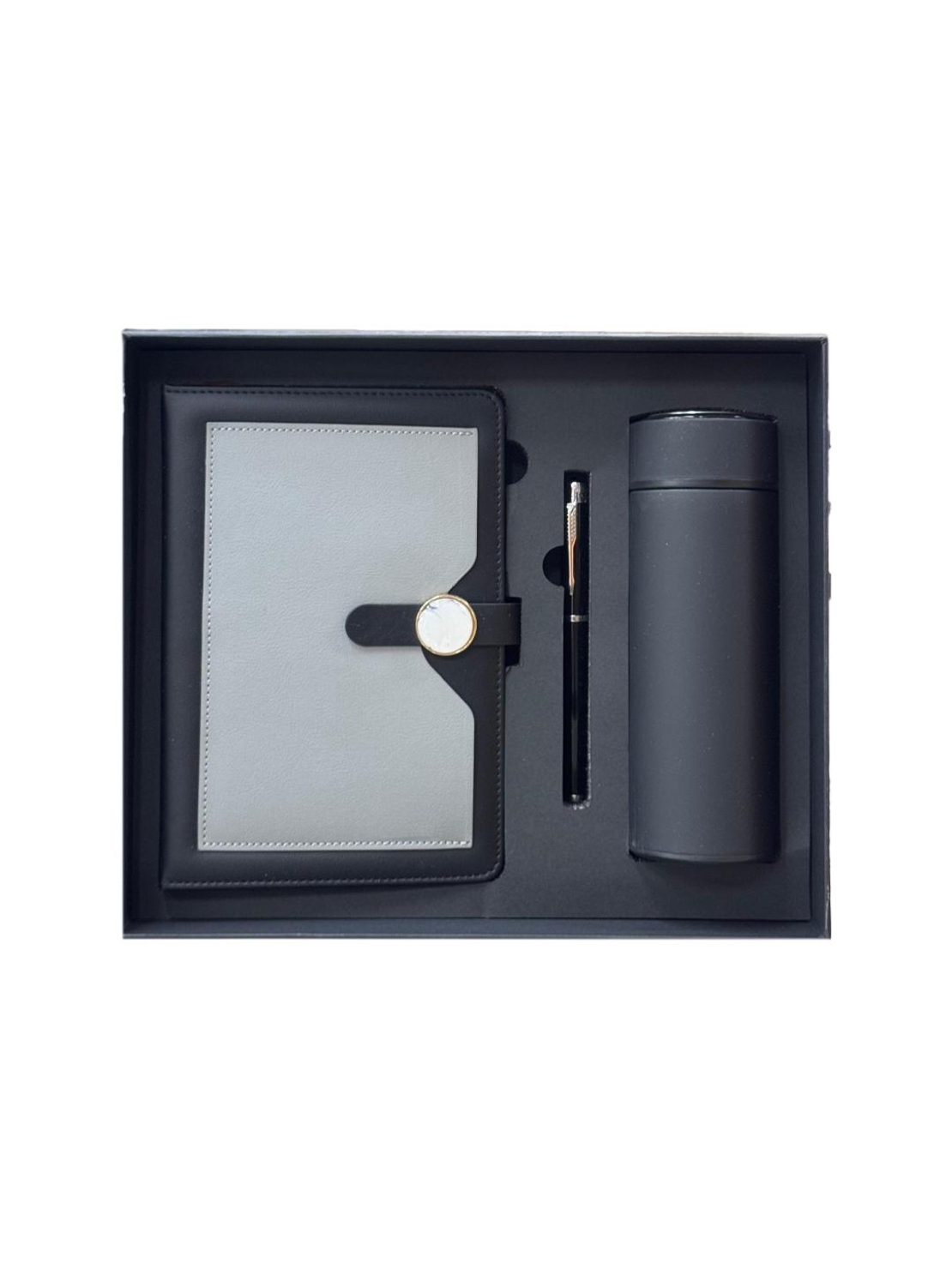 סט מחברת+בקבוק+עט -שחור