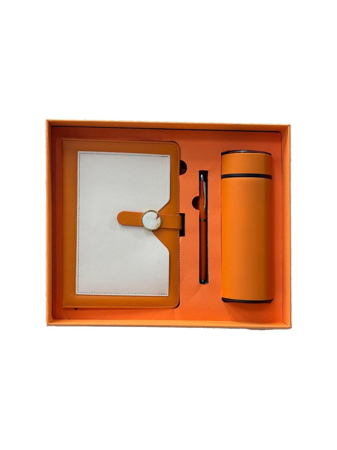 סט מחברת+בקבוק+עט -כתום