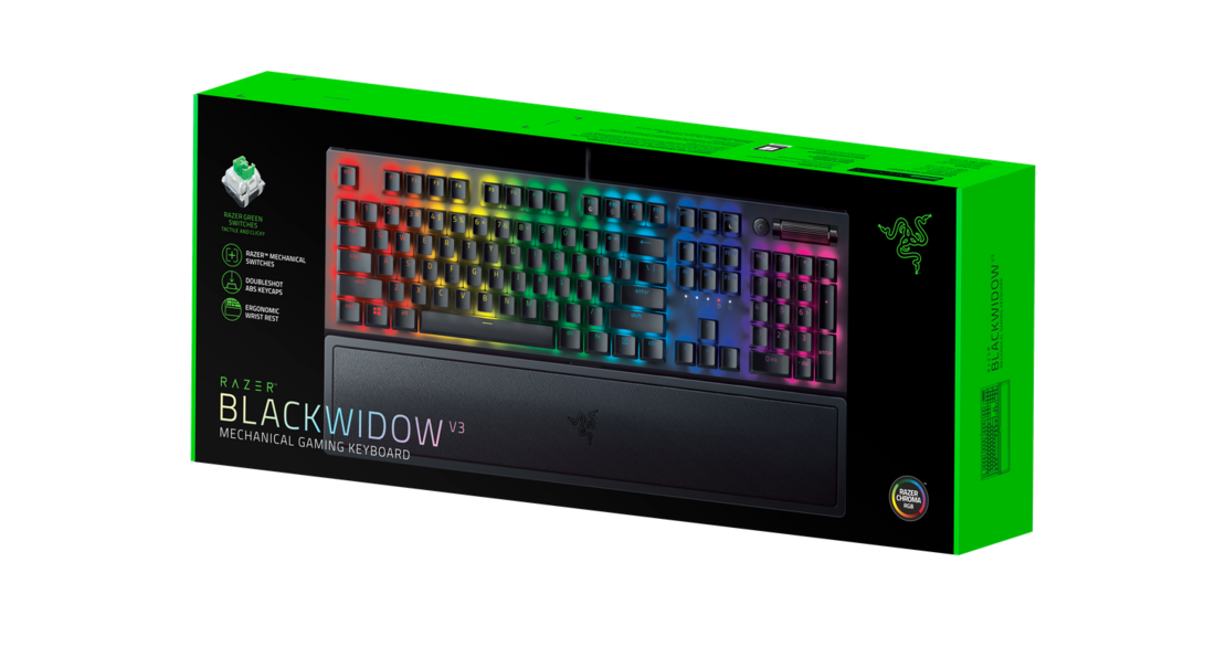 מקלדת גיימינג מכנית Razer BlackWidow V3 Tenkeyless Green Switch
