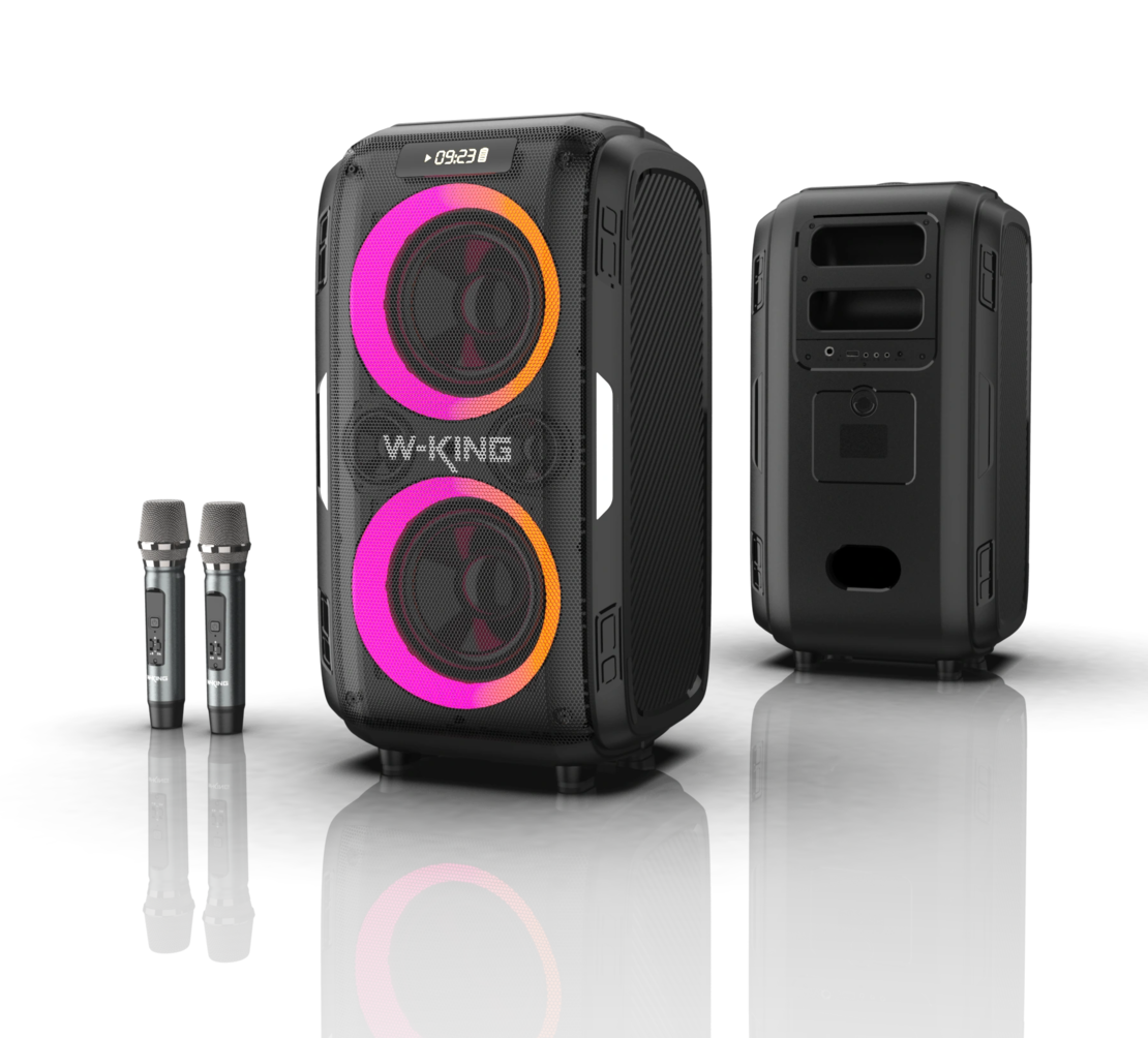 בידורית + 2 מיקרופונים W-KING T9 PRO 120W