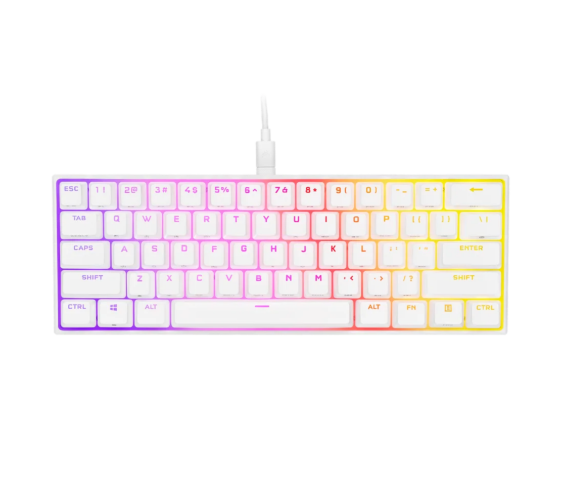 מקלדת מכנית לבנה Corsair K65 White RGB MINI 60%