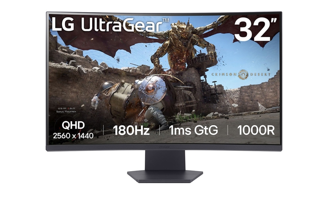 מסך מחשב גיימינג קעור LG UltraGear 32GS60QC-B 31.5 inch/WQHD/180HZ/VA/1ms/HDMI-DP/Curved/FreeSync/HDR10