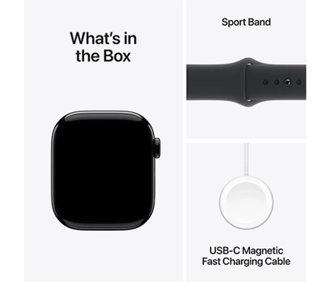 שעון חכם Apple Watch Series 10 GPS 42mm Jet Black Aluminium Case with Sport Band - S/M