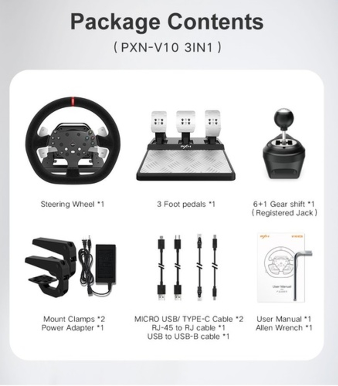 הגה PXN V10 PC/XBOX X/S/One/Playstation 3/4/5/Nintendo