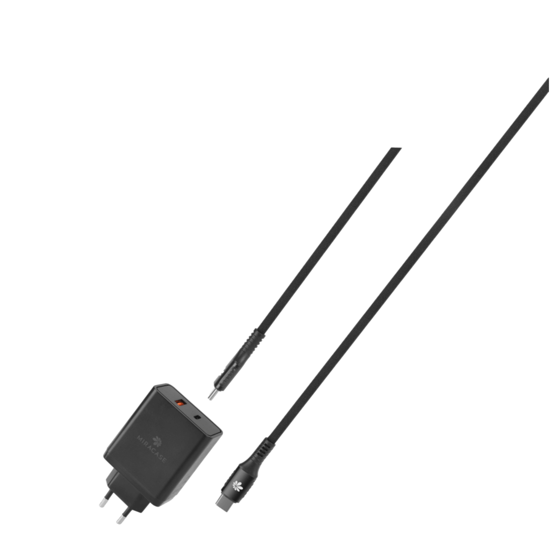 מטען קיר מהיר כולל כבל MIRACASE MWC65PQ TYPE C To TYPE C