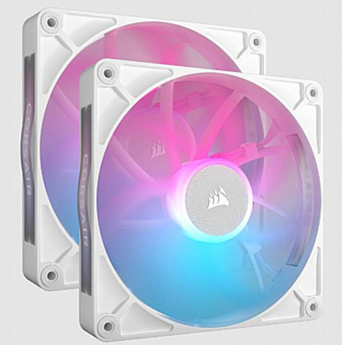 זוג מאווררים עם בקר Corsair iCUE LINK RX140 RGB 140mm Twin Starter Kit White