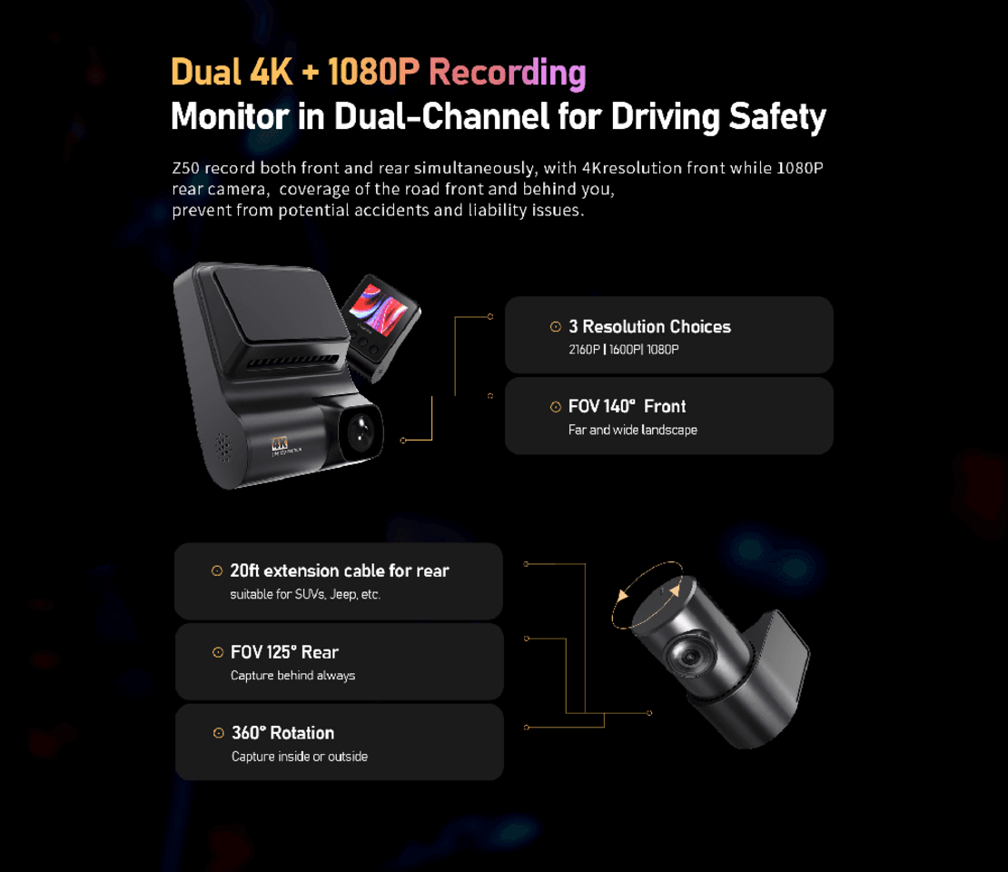 מצלמות דרך לרכב DDPAI Z50 4K