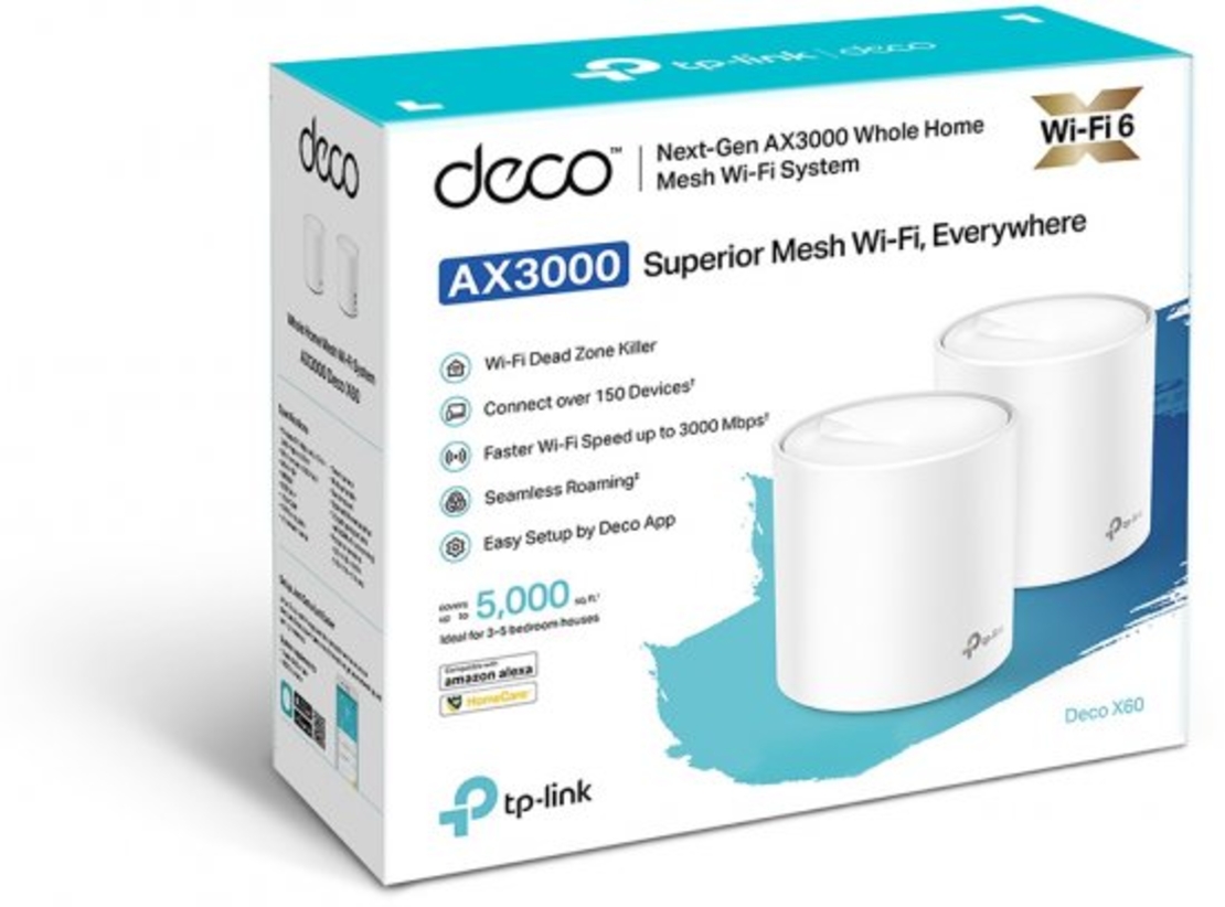 מגדיל טוח 2 יחידות TP-Link AX3000 Mesh Wi-Fi 6 System Deco X60