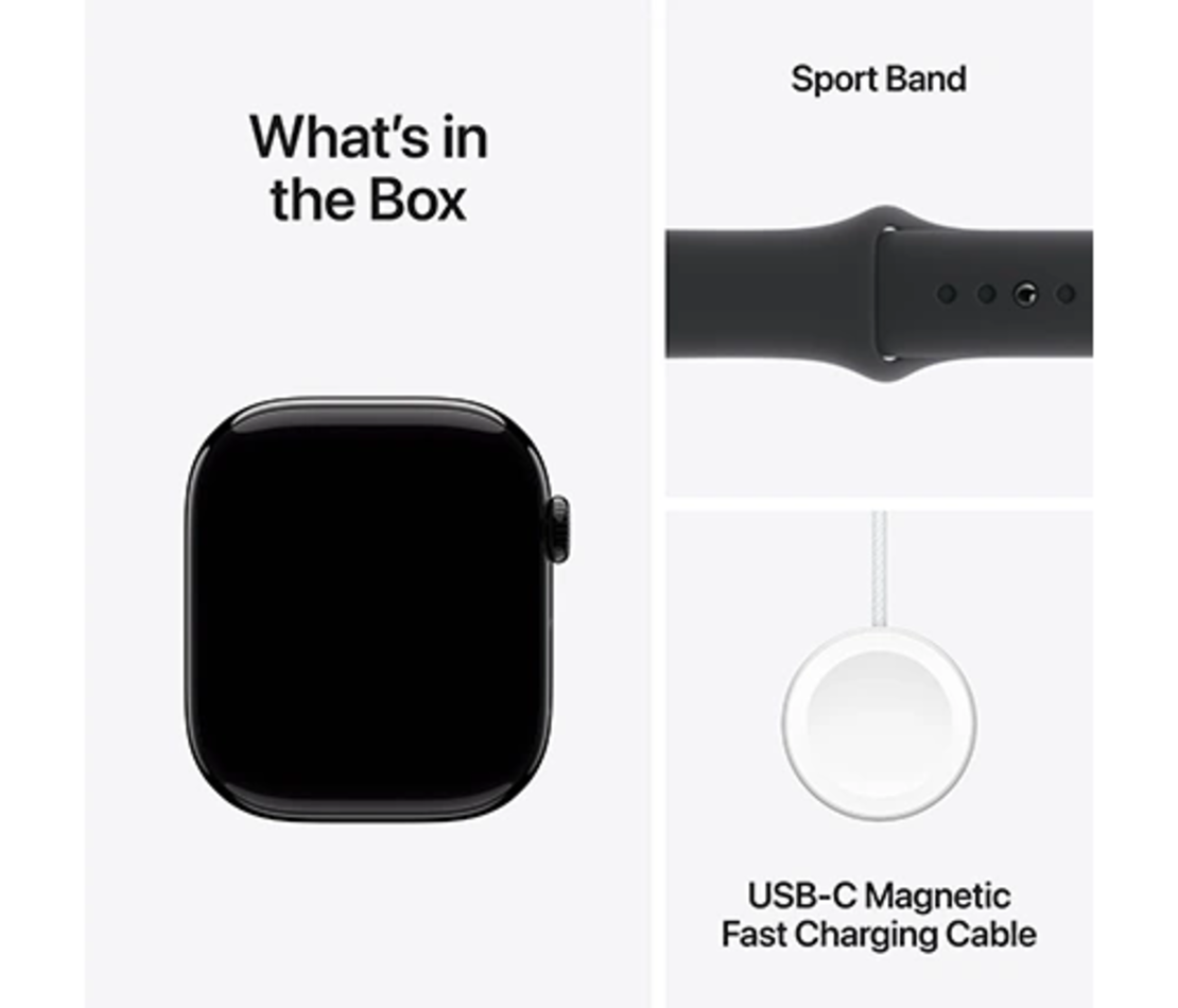 שעון חכם Apple Watch Series 10 GPS 46mm Jet Black Aluminium Case with Black Sport Band - M/L