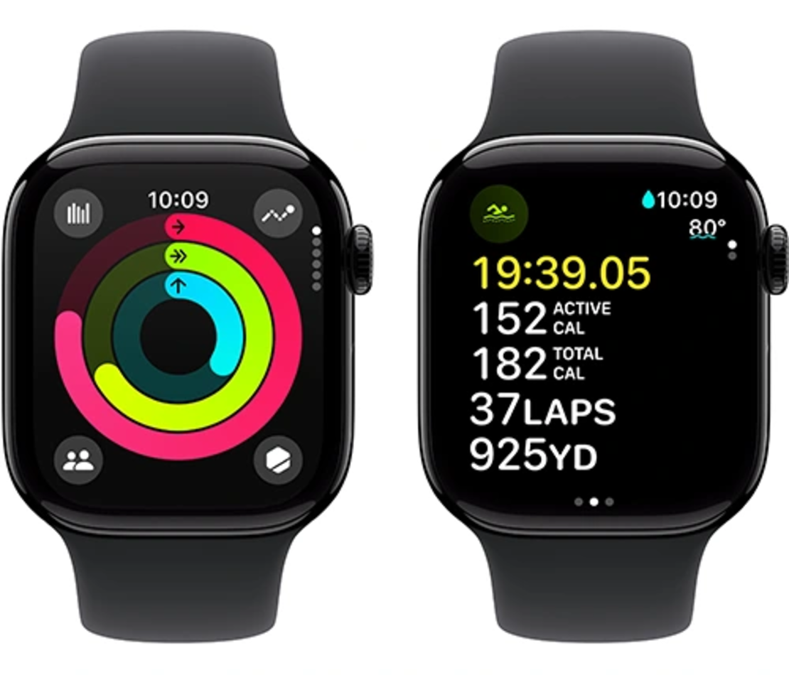 שעון חכם Apple Watch Series 10 GPS 42mm Jet Black Aluminium Case with Sport Band - S/M