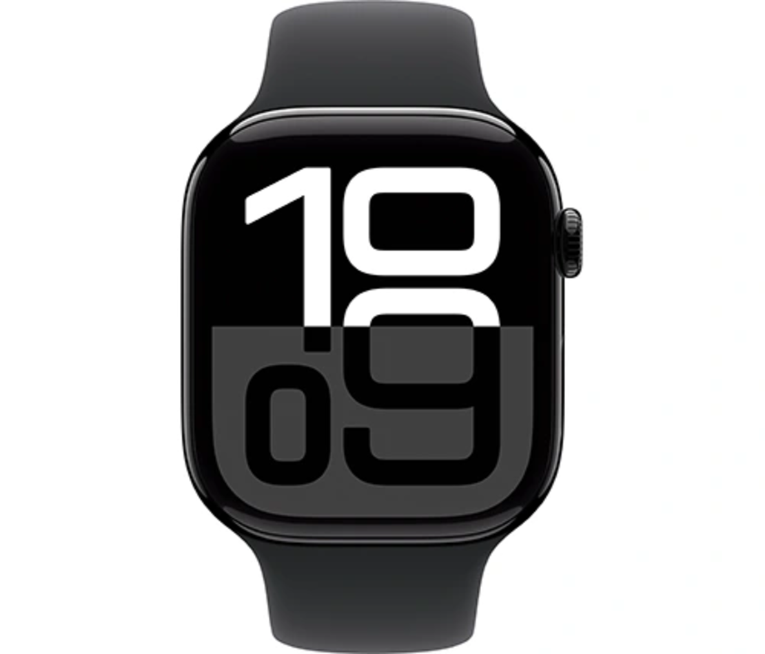 שעון חכם Apple Watch Series 10 GPS 46mm Jet Black Aluminium Case with Black Sport Band - M/L