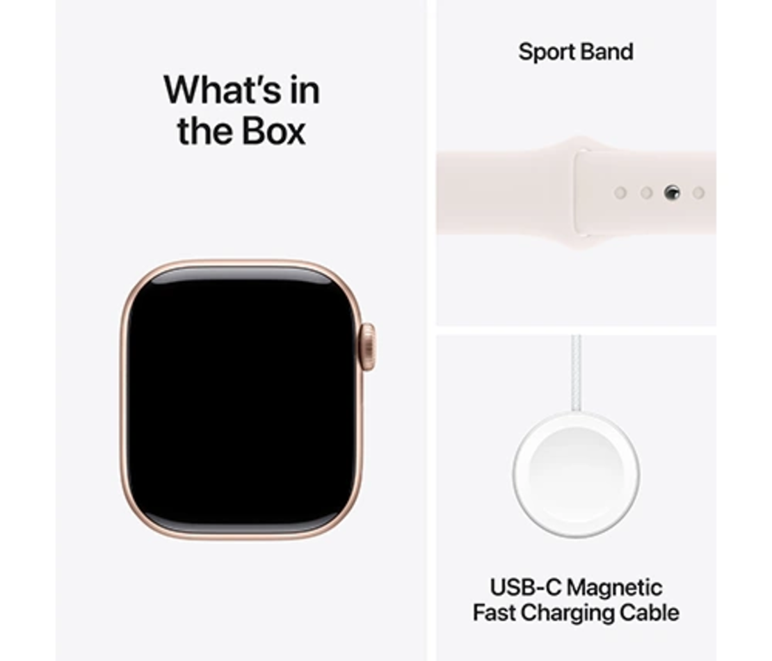 שעון חכם Apple Watch Series 10 GPS 42mm Rose Gold Aluminium Case with Light Blush Sport Band - S/M