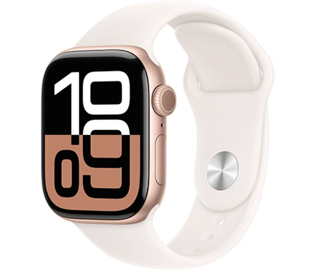 שעון חכם Apple Watch Series 10 GPS 42mm Rose Gold Aluminium Case with Light Blush Sport Band - S/M