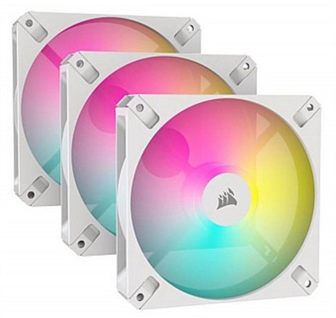 קיט שלושה מאווררים למארז לבן Corsair iCUE AR120 RGB 120mm