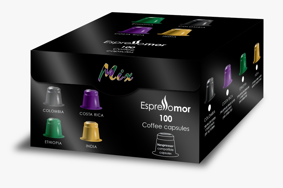 מארז של 100 קפסולות מיקס EspressoMor תואמות נספרסו