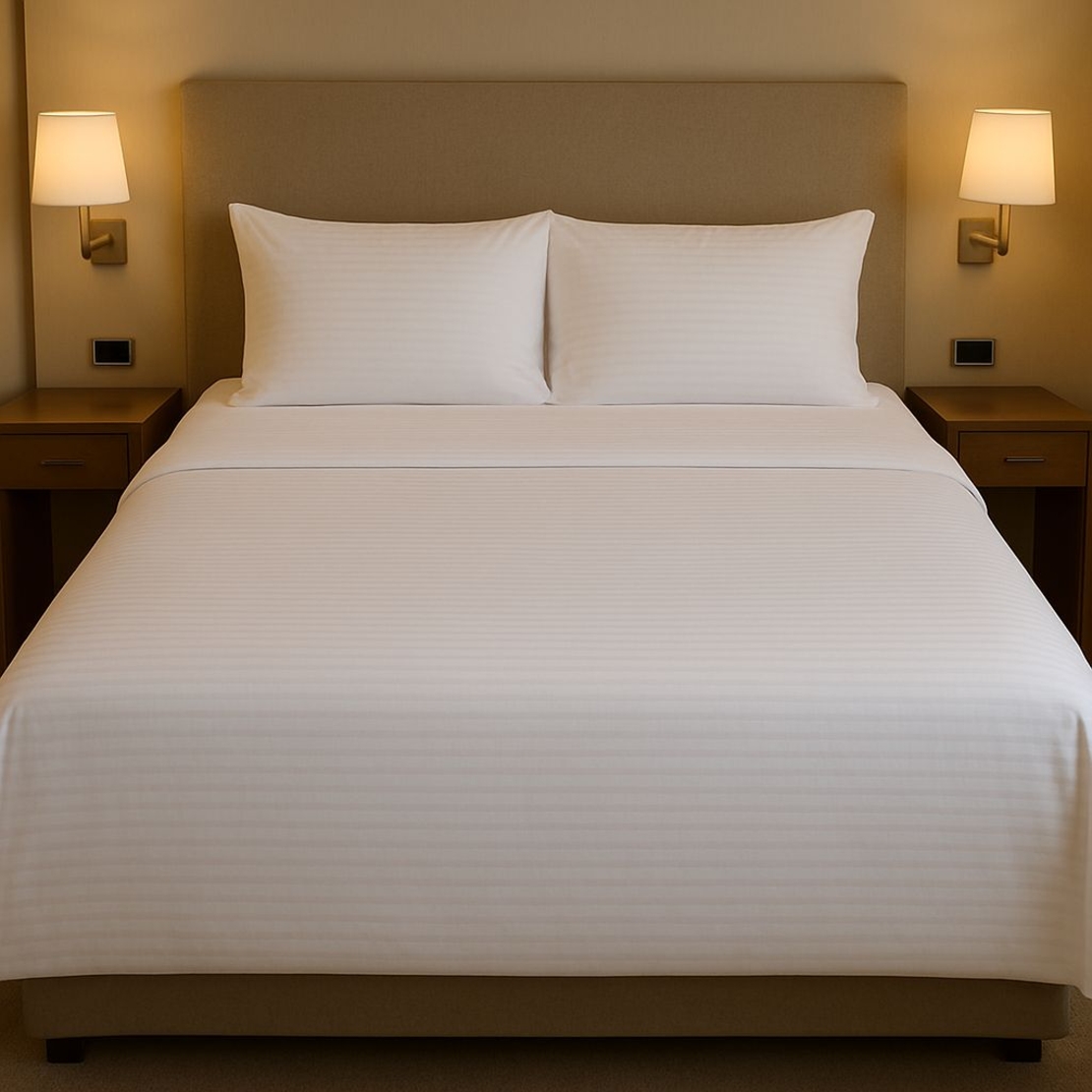 סט מצעים לבן פסים בד מיקרו