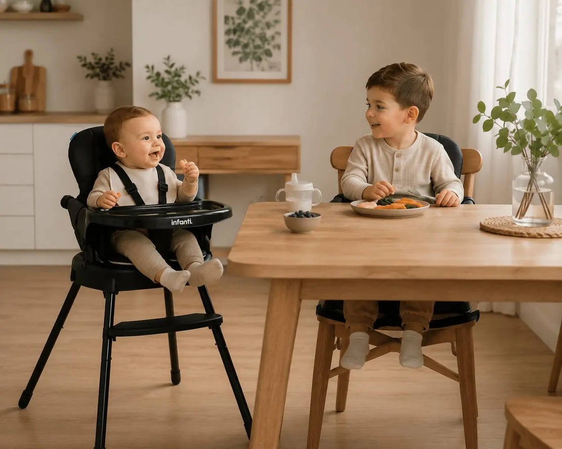כיסא אוכל לתינוק 3 ב־1 Crispy מבית Infanti – שחור