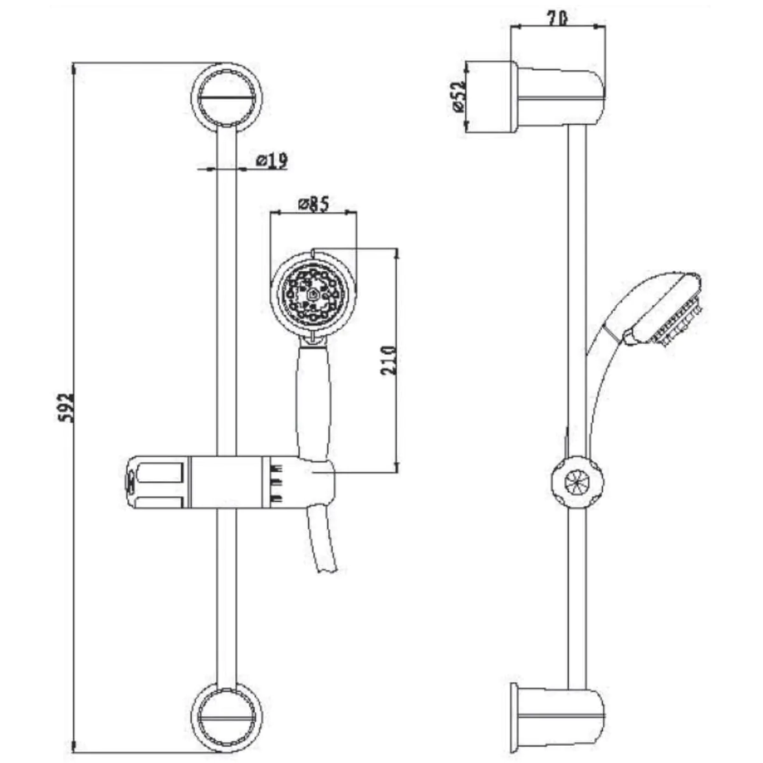 מוט קומפלט ראש 3 מצבים