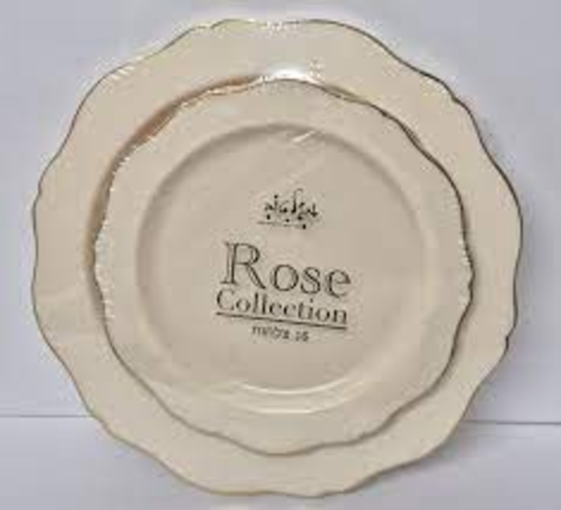 סט צלחות rose שמנת זהב 16 יחידות