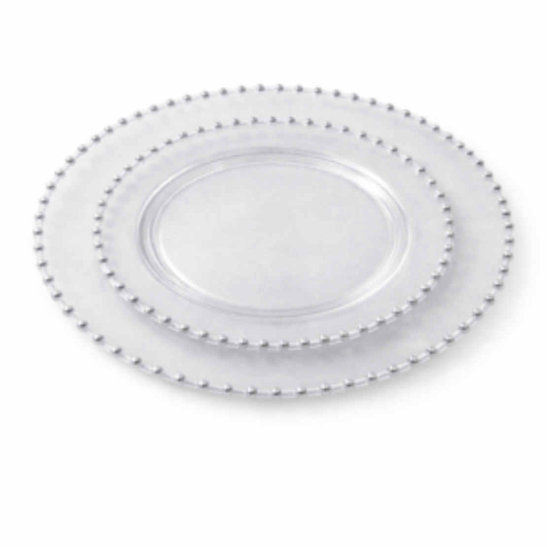 סט צלחות מהודר 16 יח' שקוף פנינים כסף