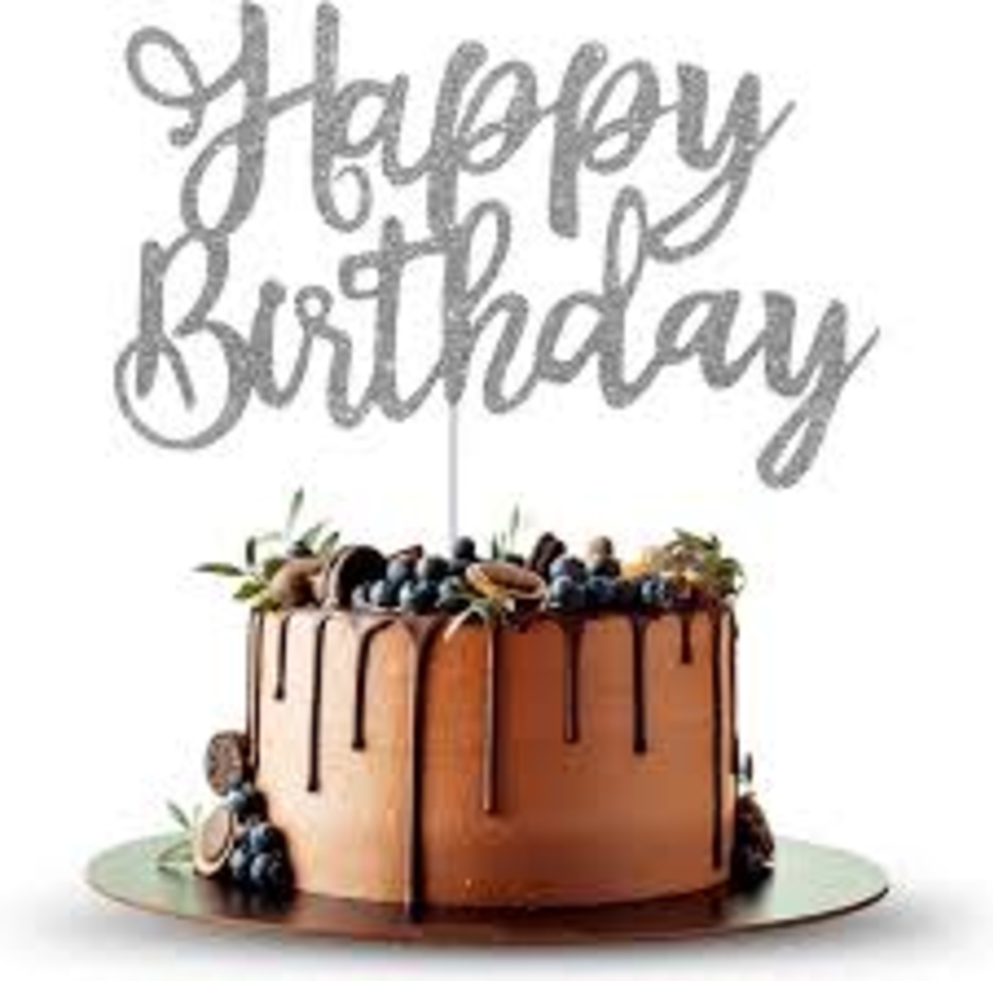טופר לעוגה Happy birthday רוז גולד