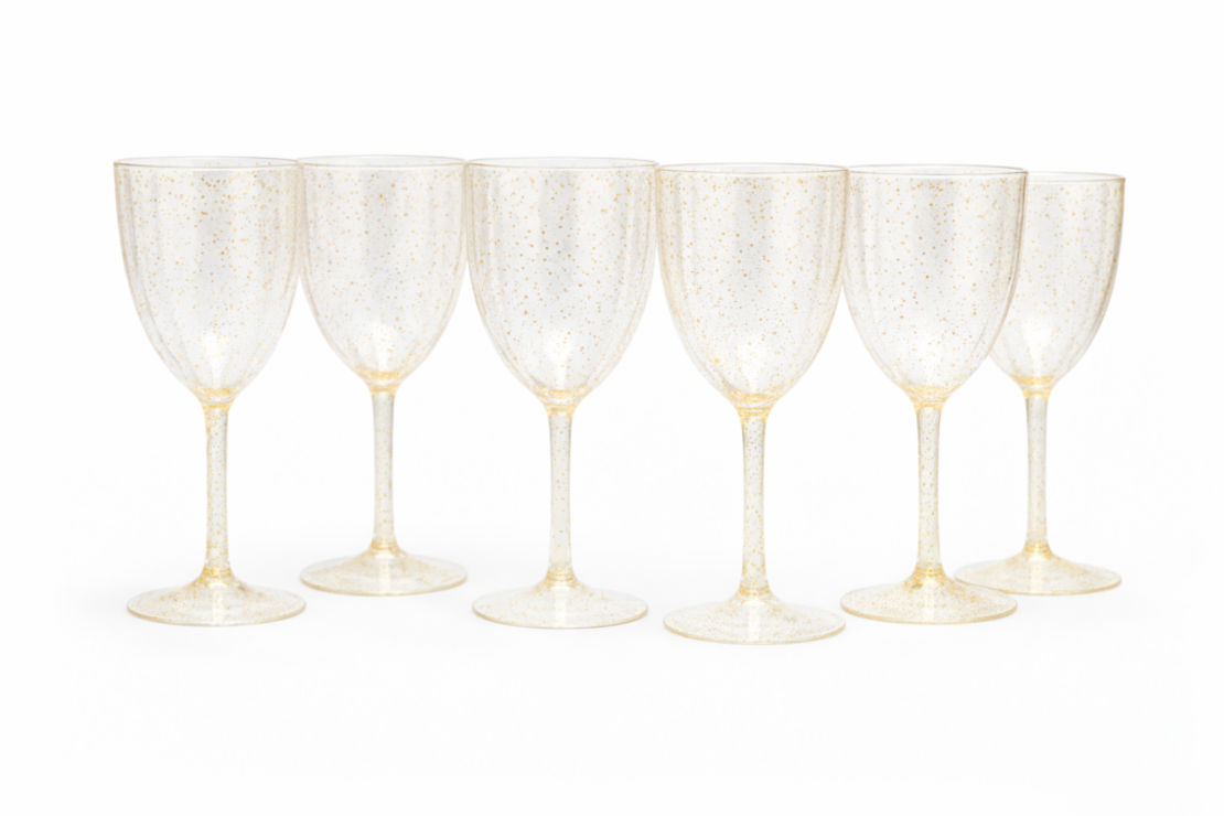 8 גביעי יין על רגל מהודרים נצנץ זהב-קטנים 100 מ