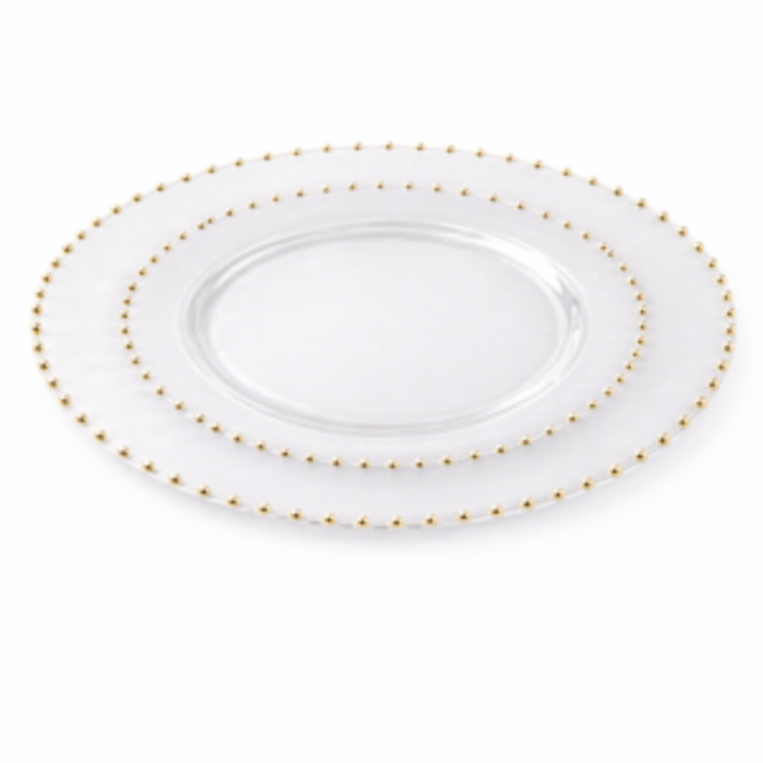 סט צלחות מהודר 16 יח' שקוף פנינים זהב