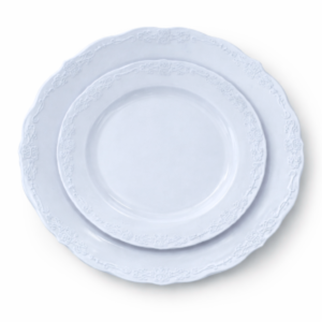 סט צלחות מהודר 16 יח' וינטאג' לבן כשל