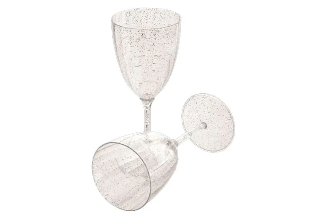 8 גביעי יין על רגל מהודרים נצנץ כסף-גדולים 7oz כשל