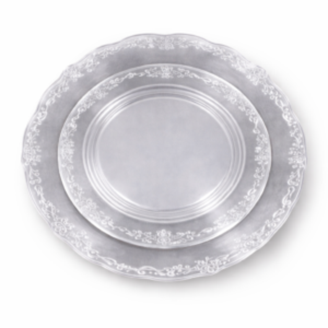 סט צלחות מהודר 16 יח' וינטאג' שקוף