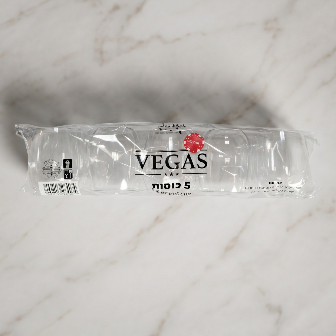 5 כוסות פלסטיק (12oz) איכותיות מהודרות דגם VEGAS