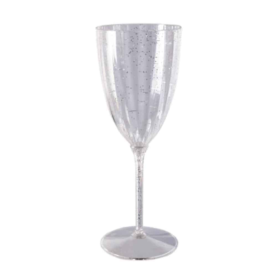 8 גביעי יין על רגל מהודרים נצנץ כסף-גדולים 7oz כשל
