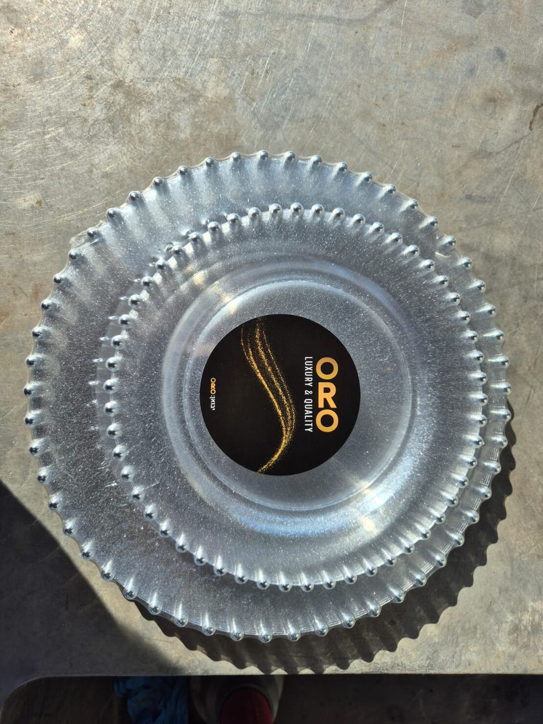 סט צלחות מהודר 16 יח' נצנץ כסף פנינים כסף